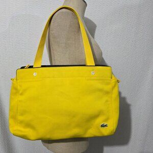 Lacoste Yellow Canvas Handbag Handle Satchel Logo